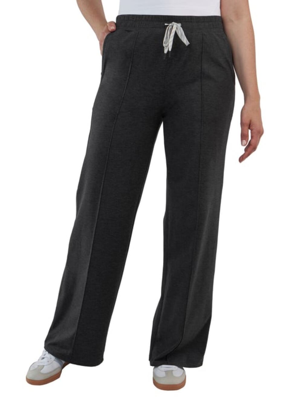 Charcoal Wide Leg Lounge Pants Drawstring Pockets Stretch L
